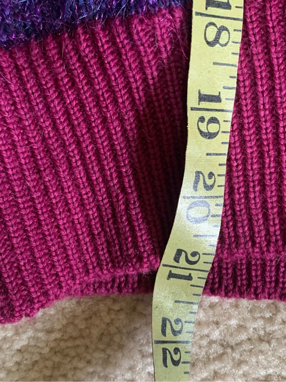 Vintage-Inspired 80’s Purple and Burgundy Women's Sweater - Picture 8 of 8